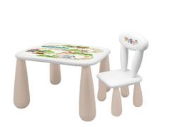 MALTEX SET LUNA Leśna FERAJNA Vaikiškas stalas + kėdė balta/smėlio spalvos