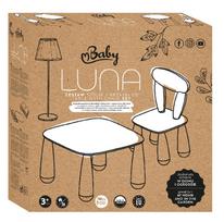 MALTEX SET LUNA Leśna FERAJNA Vaikiškas stalas + kėdė balta/pilka