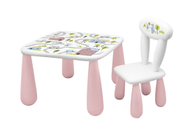 MALTEX SET LUNA TOWN Vaikiškas stalas + kėdė balta/rožinė