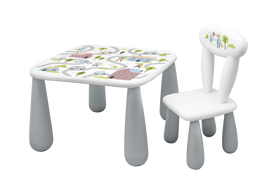 MALTEX SET LUNA TOWN Vaikiškas stalas + kėdė balta/pilka