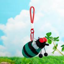Ladybug Moth Fly Pendant Cartoon Cockroach Key Chain Cute Plush Insects Key Ring  for Gifts Style 8