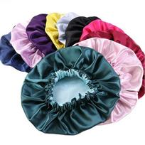 New Reversible Satin Bonnet Double Layer Adjustable Size Sleep Night Cap Head Cover Bonnet Hat for for Curly Springy Hair Black mėlyna