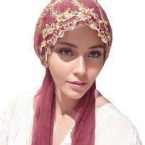 Breathable Eco-Friendly Lace Muslim Hijab Bonnet for Women Long Length Quick Dry Four Seasons Outdoor Activities Headscarf Free size juoda