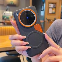 Magnetic Matte PU Leather Metal Lens Ring Back Case for vivo X300 X200 Ultra X300S X200S  X200 Pro Mini Wireless Charging Cover Opp Bag&For vivo X300 Pro 5G 6.78"