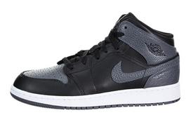 Jordan 1 Retro Mid GS Black Dark Grey 554725-041 36