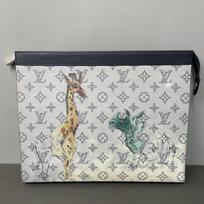 [Pre-Owned] Savane Large Gray Coated Canvas Monogram Print Toiletry Pouch Clutch - Very Good #1P5ZEDT ONE SIZE