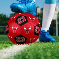 Chicago Bulls No.23 Bull Logo Printed Size 5 PU Soccer Ball Outdoor Training Crossover NBA Fan Souvenir Match Practice Football