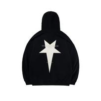 Grunge vintažinis vilnos megztinis Streetwear Hoodie Moteriškas Korėjos mados Hip Hop Star Print Oversize megztinis su gobtuvu Žiemos poros drabužiai L juoda