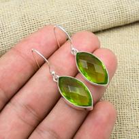 Peridot Gemstone Handmade 925 Sterling Silver Jewelry Earring For Wedding Gift 1.57 Inches žalia