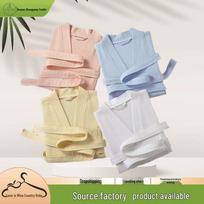 Prabangus vaflių tekstūros medvilninis chalatas - Unisex, gerai sugeriantis chalatas viešbučiui ir SPA Medium balta