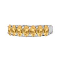 Citrine Classic Eternity Seven Stone Band Ring- 925 Sterling Silver 6.5 balta