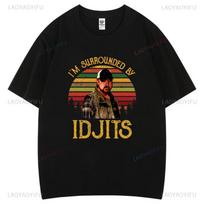 Funny Humor I'm Surrounded By Idjits Supernatural Bobby Singer TV Graphic T Shirts Woman Man High Quality Cotton T-shirt Casual S juoda