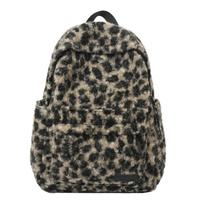 Leopardo rašto studentų kuprinė Pliušinė kuprinė Moteriška lengva kuprinė chaki