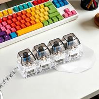 4 Keys LED Keyboard Keychain Transparent Keyboard Fidget Clicker  Home Use Transparent Black