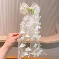 Faux Pearl Strands Bow Hair Clip Flower Vine Tassels Ribbon Hair Clip Cute Hair Bow Clip  Gifts balta