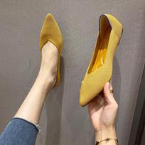 Madingi megzti slip-on plokščiapadžiai moteriški tinklelio loaferiai, tamprios balerinos, seklios plokščiapadės, sukneliniai batai, mokasinai, patogios balerinos 2024 34 geltona