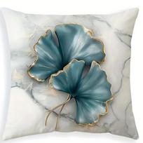 Ginkgo biloba gray marble texture printed pillowcase living room sofa cushion cover home bedroom room decoration 16x16in 40x40cm