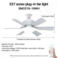 16  Blade Tri color Dimming Lighting Fan Ceiling Fan With Light Household Small 3 Speed Adjustment Ceiling Fan Light White