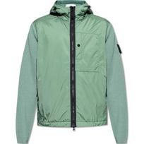 Stone Island Logo Patch Zip-Up Hooded Long Sleeve Jacket Men jackets Green 811545637-V0055 M