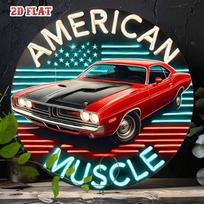 Vintage Neon Sign with Red Lights, Muscle Car Wall Decor for Garage Metal Art (as the picture,20cm)