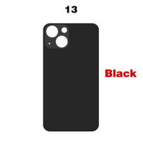 For iPhone 13 Mini Pro Max Big Camera Hole Phone Back Glass Battery Cover Rear Glass Panel Housing Chassis Add 3M Adhesive 13 Black