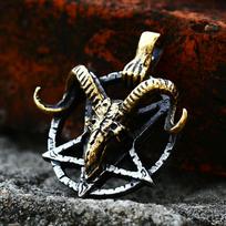 BEIER New Stainless steel Pentagram Pan God Skull Goat Head Pendant Necklace Occult Metal Vintage for Man BP8-342 Only Pendant