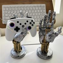 1vnt „Cyberpunk“ žaidimų valdiklio stovas - Daugiafunkcinis stalinis žaidimų valdiklis | Mechaninio stiliaus dekoras | Idealiai tinka namams ir biurui gray