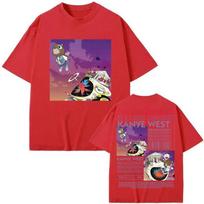 Riboto leidimo reperio Kanye West atributika marškinėliai Muzikos albumas Išleistuvės Grafiniai marškinėliai Vyrams Moterims Mada Hip Hop Trumparankoviai marškinėliai S