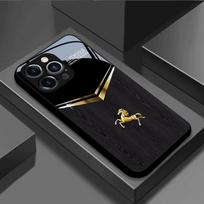 Juodo aukso žirgo rašto grūdintas stiklas Juodas telefono dėklas, skirtas iPhone 17 16 15 14 13 12 11 Pro Max 17 Air 7 8 Plus XR XS X Dangtelis iPhone 15 Plus
