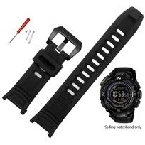 Silikoninė guminė laikrodžio apyrankė Casio 3206 3135 PRG-130Y PRW-1500 PRW-1500Y Speciali apyrankė PROTREK 26*18mm Vyriškos laikrodžio apyrankės Apyrankė 26mm-18mm black