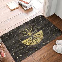 Norse Tree Of Life Printed Flannel Door Mat Viking Rune Design Soft Absorbent Rug For Home Decor Gift Idea 40x60cm