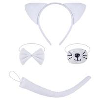 Premium White Cats Roleplay Outfit With Detachable Ears And Bendable Tail For Cosplay Enthusiasts