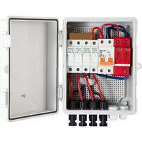 PV Combiner Box, 4 String, Solar Combiner Box with 15A Rated Current Fuse, 63A Circuit Breaker, Lightning Arreste and Solar Connector, for On / Off