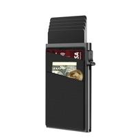 Rfid Business Credit Card Holder Men Thin Slim Minimalist Wallets Luxury Metal Bank Visit Cardholer Case Wallet for Men Carteras juoda