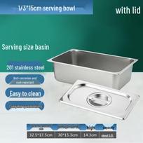 FATTBAO 201 Stainless Steel Rectangular Food Pan with Lid