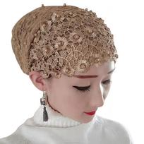 Muslim Lace Turban Cap Fringed Headscarf Bonnet Hat for Women Eco-Friendly Breathable All Seasons Free size juoda