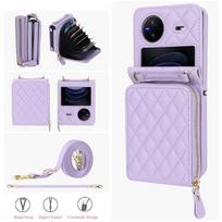 Factory  PU Leather Phone Case with Flip Wallet and Lanyard Card Bag Kickstand Phone Cover for ViVo X Flip Case & Strap&for Vivo X flip&Opp Bag violetinė