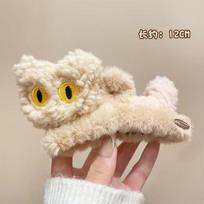Cartoon Cute Black Cat Hairpin Plush Grab Clip Female Large Autumn And Winter Temperament Back Head Shark Clip Headdress