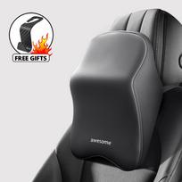 Car Lumbar Back Support Headrest Neck Pillow Memory Foam Lumbar Pillow Universal Soft Neck Pillows Cushion Car Black Headrest gray