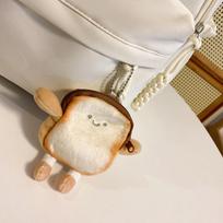 Kawaii Toast pliušinė monetų piniginė Kūrybiška miela duona monetų maišelis Mini piniginės kortelių laikiklis raktų pakabukas ausinių maišeliai pakabukas