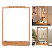 Calligraphy Brush Holder Traditional Hanging Pen Stand Wooden with Tray