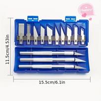 13pcs Aluminum Alloy Carving Knife Tool Set Perfect For Paper-cut Handcraft Model Making mėlyna