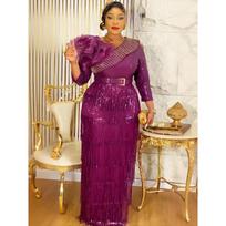 Šventinės suknelės Moterims Dashiki Kutai Blizgučiai Vestuvinė Vakarinė Suknelė Elegantiška Turkija Musulmoniška Maxi Suknelė L violetinė