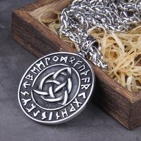 Viking Vegvisir Rune Necklace Norse Amulet with Magical Staves Compass Pendant for Men Women 50cm
