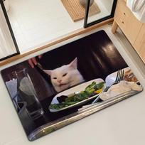 Didelis juokingas Katės M-Meme Durų kilimėlis Vonios mikropluošto Dekoratyvinis Universalus Flanelinis grindų kilimėlis Greitai džiūstantis Sugeriantis Neslystantis padas 40cm x 60cm black