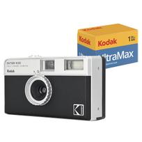 Kodak EKTAR H35 Film Camera with Kodak Ultramax 35mm Roll Film Bundle Half-Frame (Black) 400/24EXP juoda