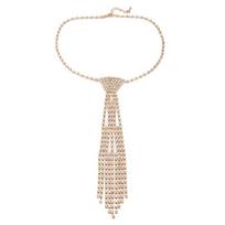 Exaggerated Rhinestone Tassel Necklace Y2K Crystal Chain Choker Creative Tie Shape Necklace  Gift auksas