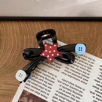 Fun Contrast Color Polka Dot Star Button Grab Clip Large Bow Shark Clip Half Tie Plate Hairpin Multiple Hair Grab