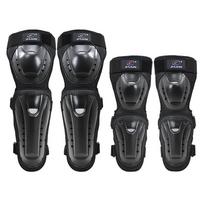 Motorcycle Cycling Protective Gear Set Knee Elbow Pads Adult Riders Safety Crash Protection Riding Black