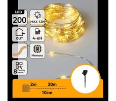 Aigostar - LED saulės girlianda 200xLED/8 funkcijų 22m IP65 šiltai balta 800 mAh